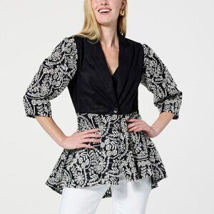 C. Wonder by Christian Siriano Runway Eyelet Jacket Size Small Black Elegant